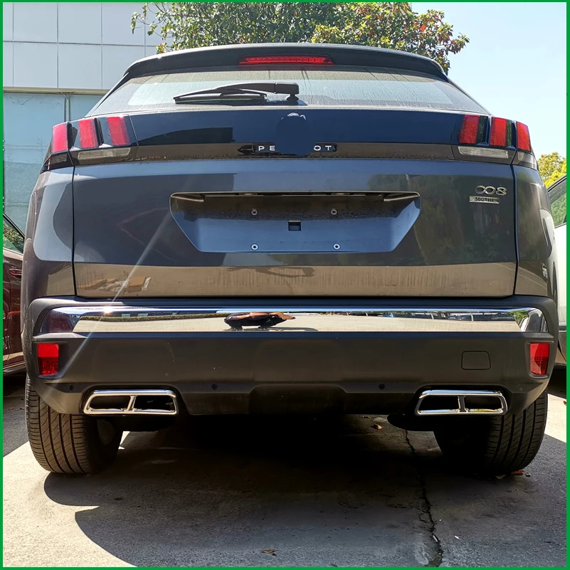 For Peugeot 3008GT 5008 Allure Rear Exhaust Muffler Tail End Pipe Decorative Cover Trim Auto Accessories 2pcs