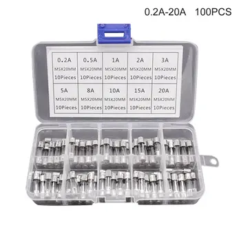 

100PCS 5x20mm Fast Blow Fuse Glass Tube Fuse Assorted Mixed Kit Insurance Tube 0.2A/0.5A/1A/2A/3A/5A/8A/10A/15A/20A