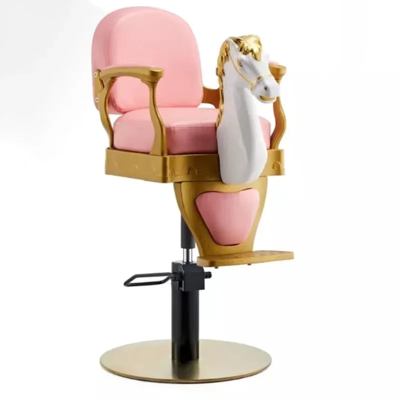 New children's hair chair cartoon Wooden horse chair children's hair cutting Zebra can lift