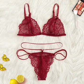 

Erotic Lingerie Women Lace Perspective Sexy Lingerie Hot Open Bra Halter Temptation Lenceria Sexy Underwear Porno S-2XL @D