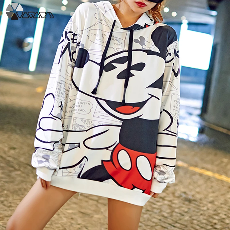 

Spring Autumn Women Hooded Sweatshirt Micket Cartoon Hoodies Casual Loose Plus Size Pullover Streetwear Long Sleeve Cute Top
