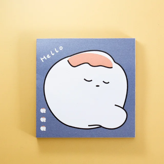 80Page Korean Notebook INS Wind Cartoon Animal Fruit Girl Pattern Horizontal Line Memo Pads Color N Message Cute Sticky Notes 2 Alien animal blue