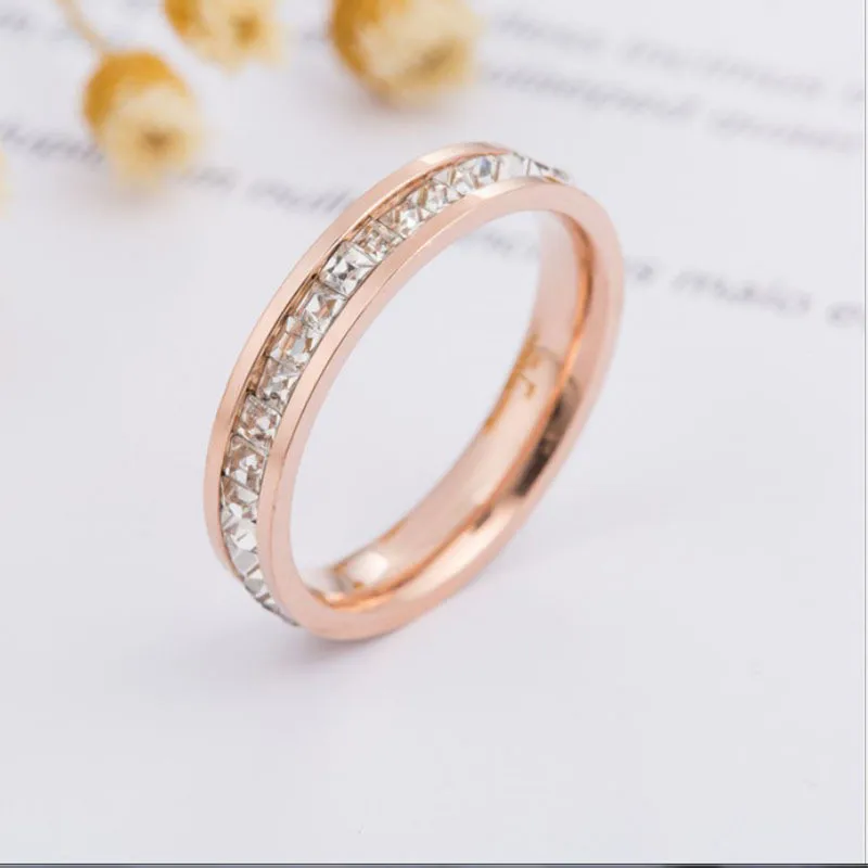 Кольцо для пар из нержавеющей стали, мужские кольца с цирконием, женские серебряные ювелирные изделия, кольцо на палец, женское розовое золото, обручальные кольца для влюбленных