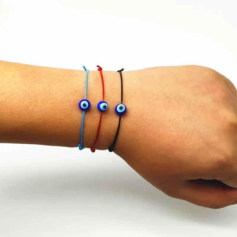 

Fashion Thin Black Thread Evil Eye Bracelet String Rope Braided Bangles For Women Men Adjustable Length Good Lucky Jewelry