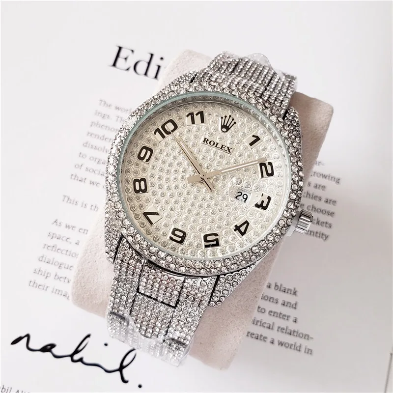 

Rolex- Men's quartz watch Top brand luxury stainless steel contracted men's fashion timing men's sports watch23