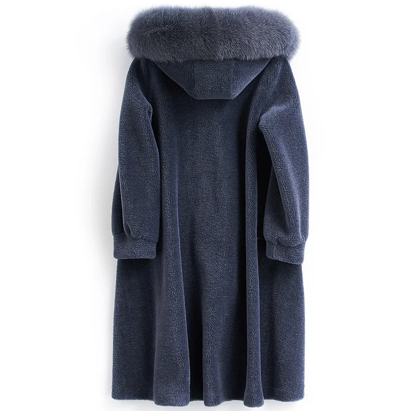 

Coat Fur Real Female Sheep Shearling Fur Jackets Winter Jacket Women Fox Fur Collar 100% Wool Coats Long Jacket MY3988 s