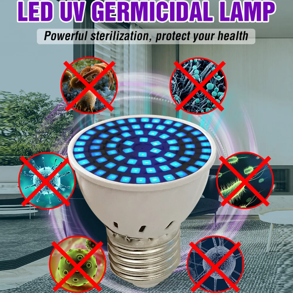 UV светильник 255nm UVC бактерицидные лампы дезинфекции лампа светодиоды E27 убить с