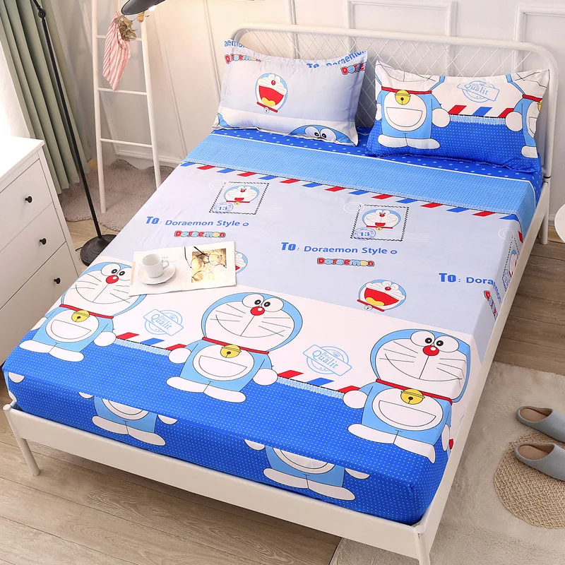 buy New Cartoon Fitted Sheet with Elastic Band Mattress Cover with All around Elastic Rubber Band Printed Bed Sheet Full Queen Size