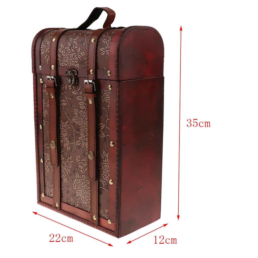 MagiDeal Vintage Antique Wooden Wine Box Wedding Wine Gift Box- 2 Bottle Standard Wine Bottle Single Wine Box Wine Gift Box