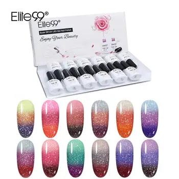 

Elite99 10ml Laser Thermal Nail Gel Polish Set 12pcs Gift Box Kit Neon Temperature Changing Gel Nail Kit Shiny Glitter UV Gel