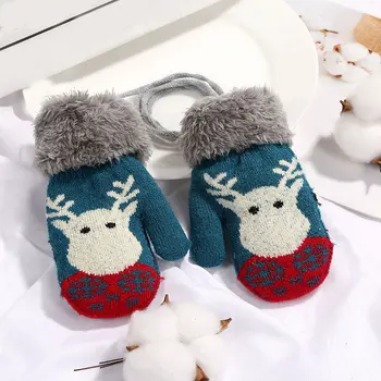 

2019 Winter Warm Baby Gloves Boy Girl Full Finger Mittens Christmas Kids Knitted Wool Mittens Children Elastic Thickened Gloves