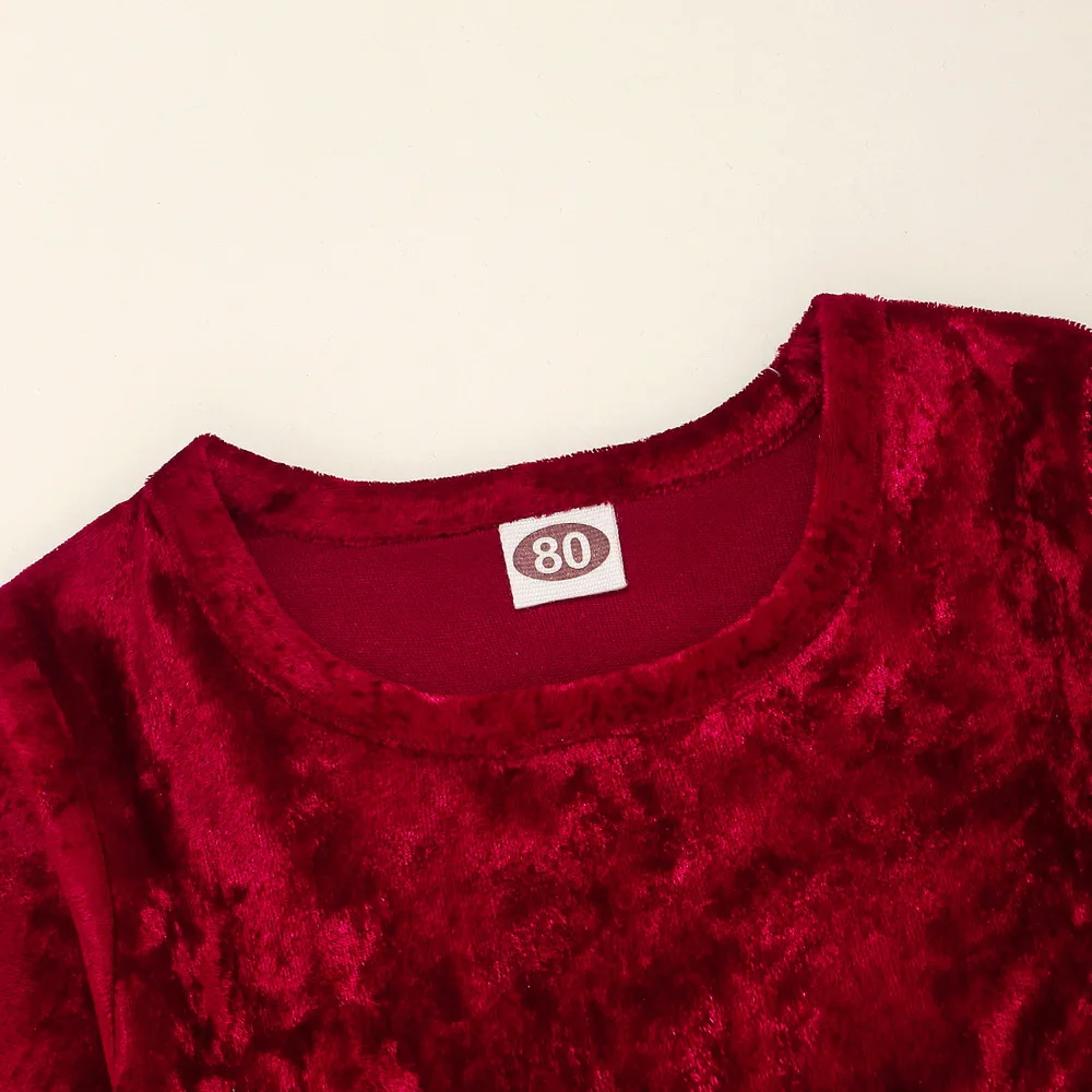 Skup 2020 wino czerwone dziewczyny welurowe sukienki koronkowe zimowe sukienki dla dzieci dla dziewczynek sukienka świąteczna Vestidos 2 4 lat modne D30