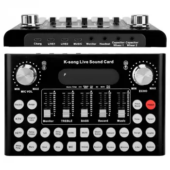 

Livestream External Sound Card Audio Interface DJ Sound Mixer for Computer Bluetooth Voice Changer Podcast Sound Mixing Console