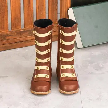 

New Children Genuine Leather Martin Boots Autumn Winter Kids Girls Flat Heel Warm Boots Baby Snow Boots Short Fashion Boots