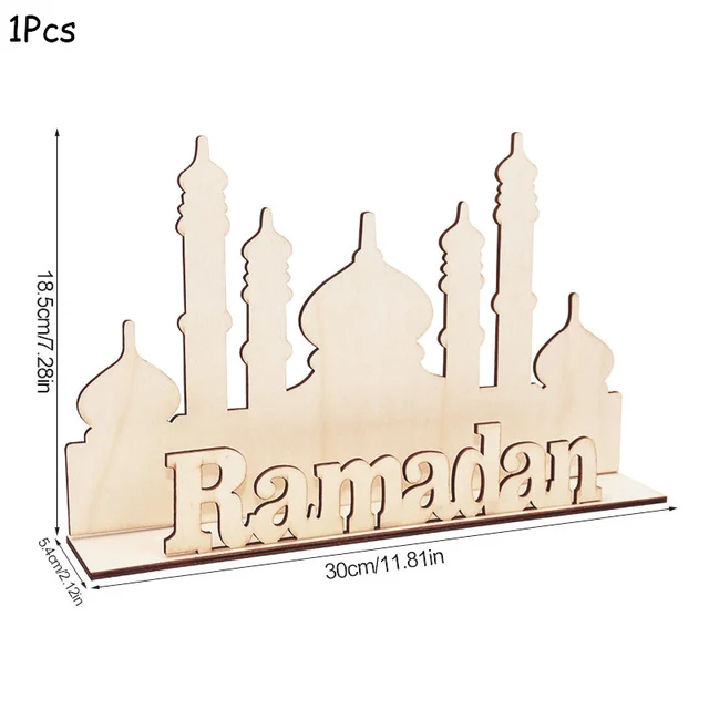 EID Mubarak Wooden Pendant with LED Candles Light Ramadan Decorations For Home Islamic Muslim Party Eid Decor Kareem Ramadan Style19