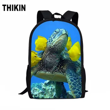 

ThiKin 3D Sea Turtle Pattern Print School Bags for Teenage Boys Cool Fashion Children Kids Book Bag Students Mochilas Custom