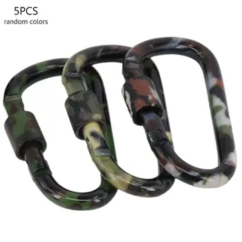 

5 Pcs Mini Camouflage Climbing Carabiner Aluminum Alloy Screw Locking Multifunction Outdoor Camping Hiking Hanging Buckle Random
