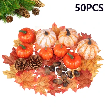 

50pcs Autumn orange pumpkin maple leaf hristmas Decoration Thanksgiving Garland Window Restaurant Home Maple Leaf Decoration