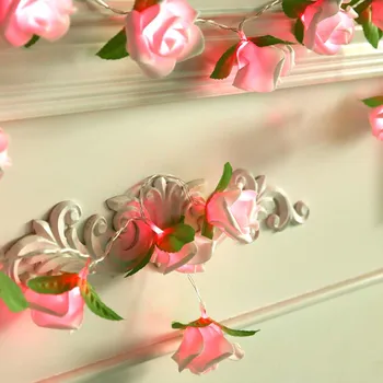 

10LEDs Battery Operated LED Rose Flower String Lights Christmas Fairy Light Valentine Wedding Holiday Party Decoration guirlande