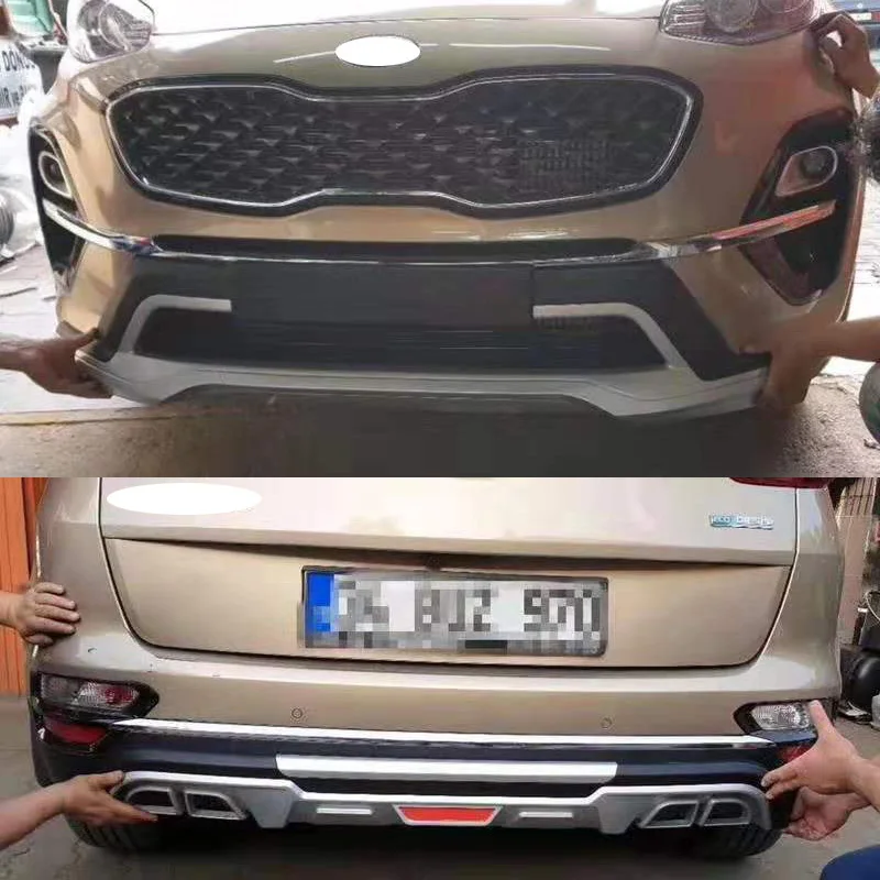 Для KIA Sportage бампер защитная пластина лучший АБС пластик материал передний+ задний