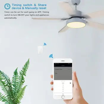 

EU WiFi Smart Ceiling Fan Switch APP Remote Timer And Speed Control Compatible With Alexa And Google Home