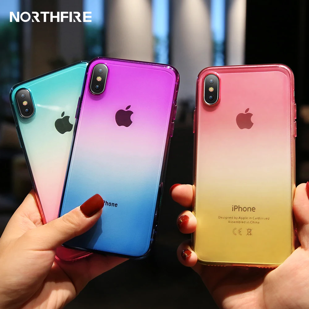 

NORTHFIRE Clear Gradient Phone Case For iPhone X XS Max XR Ultra Thin Soft Back Cover For iPhone 6 6S 7 8 Plus 5S 5 Fundas Capa