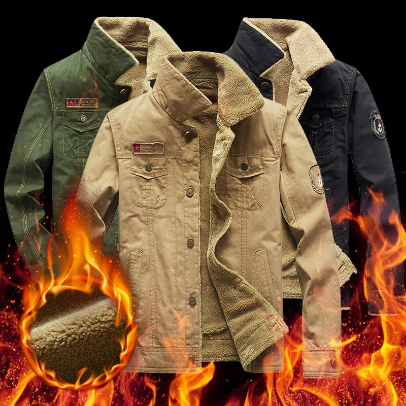 

Men's Plus-velvet Wash Jacket Military Hard Man Solid Color Warm Jacket Flying Jacket Plus Code Outdoor Thickened Men's Coats
