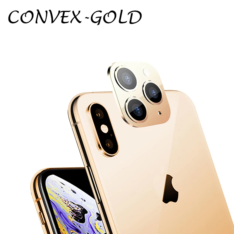 Для iPhone X XS MAX XR секундная смена 11 PRO для Apple iPhone 11Pro MAX наклейка на рассеиватель Модифицированная крышка камеры титановый сплав 10 - Цвет: Convex-Gold