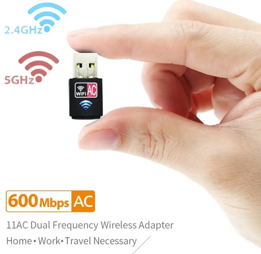 802.11ac беспроводной USB Wifi адаптер Nano-Sized USB Ethernet Сетевая карта 600 Мбит/с 2,4G 5 ГГц ПК WiFi приемник AC WiFi ключ