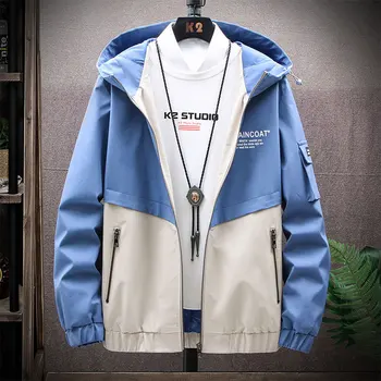 

Autumn Hip Hop Spring Jackets Men Windbreaker Patchwork Slim Loose Casual Jacket Male Coats Zipper Tracksuit Streetwear EE9JK