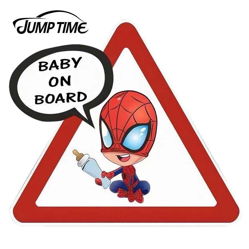

JumpTime 13cm x11.7cm Baby On Board Spiderman 3D Car Sticker Super Hero Marvel Car Styling For Window Bumper Warning Sign Decals