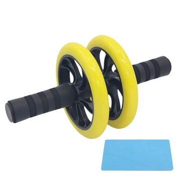 

With Knee Mat Body Building Dual Wheel Abdominal Roller Fat Burning Muscle Training Strong Bearing Wear Resistant Gym Equipment