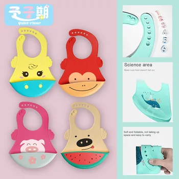 

bebe garcon cartoon Baby Bib Food Grade Silicone Drool bibs things garcon Towel Oil-proof Lunch Baby Bibs waterproof Adjustable