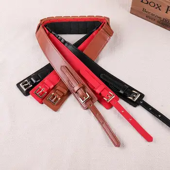 

Fashion Lady Solid Color Belt Pin Buckle Faux Leather Wide Waist Strap Waistband