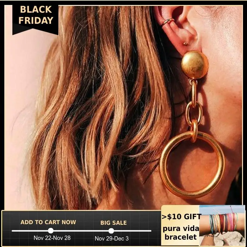 2018 стимпанк золотые Висячие серьги для женщин большие длинные висячие массивные