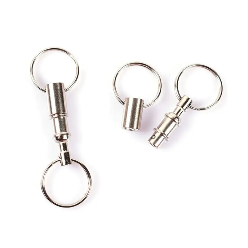 

Pull-Apart Quick Release Silver Key Ring Easy Detach Double Snap Key Chain