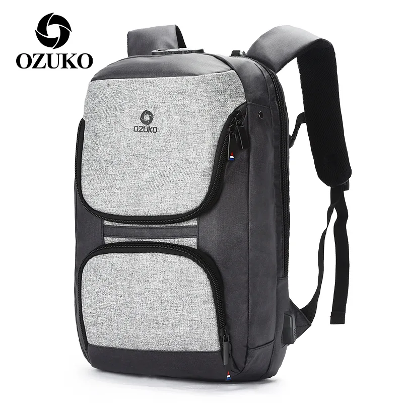 OZUKO 15 6 дюймовый ноутбук рюкзак Для мужчин Анти кражи USB зарядка для подростков