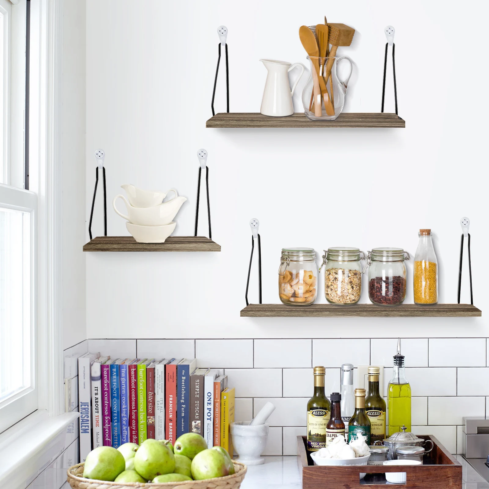 3PCS/set Nordic Wooden Wall Mounted Book Shelf Flower Pot Storage Rack Shelves Hanging Holder Household Home Decor Storage Rack