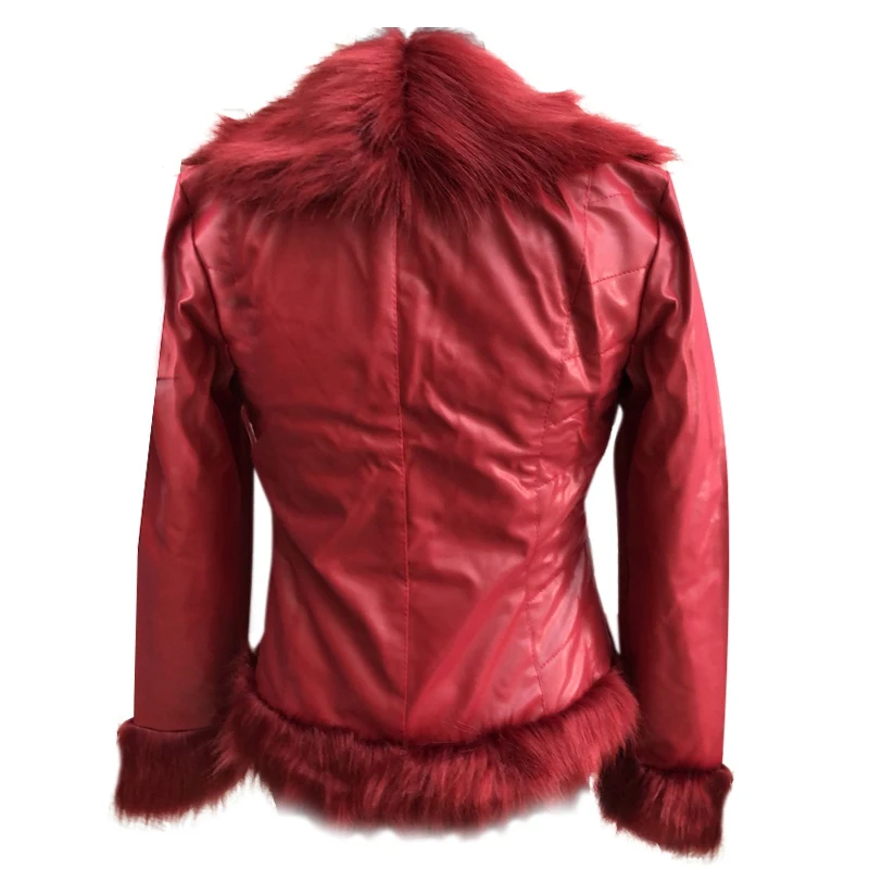 2 цвета, осенняя и зимняя теплая куртка, меховой воротник, искусственный мех, искусственная кожа, куртка, тонкое теплое пальто с длинными рукавами - Цвет: B