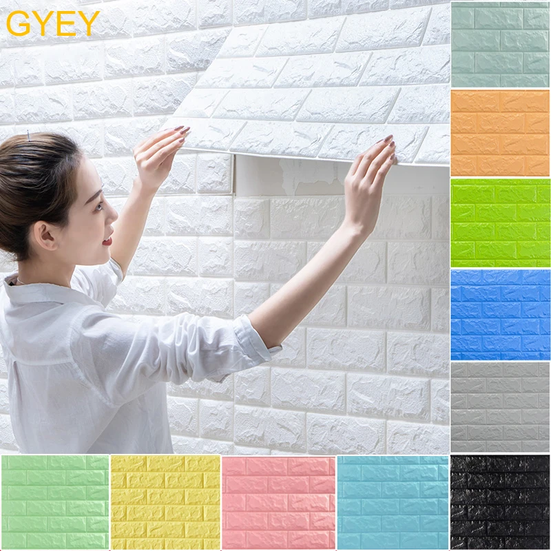 GYEY 3D Brick Wall Stickers DIY Decor Self-Adhesive Waterproof Wallpaper For Kids Room Bedroom Living Room 3D Wall Sticker Brick