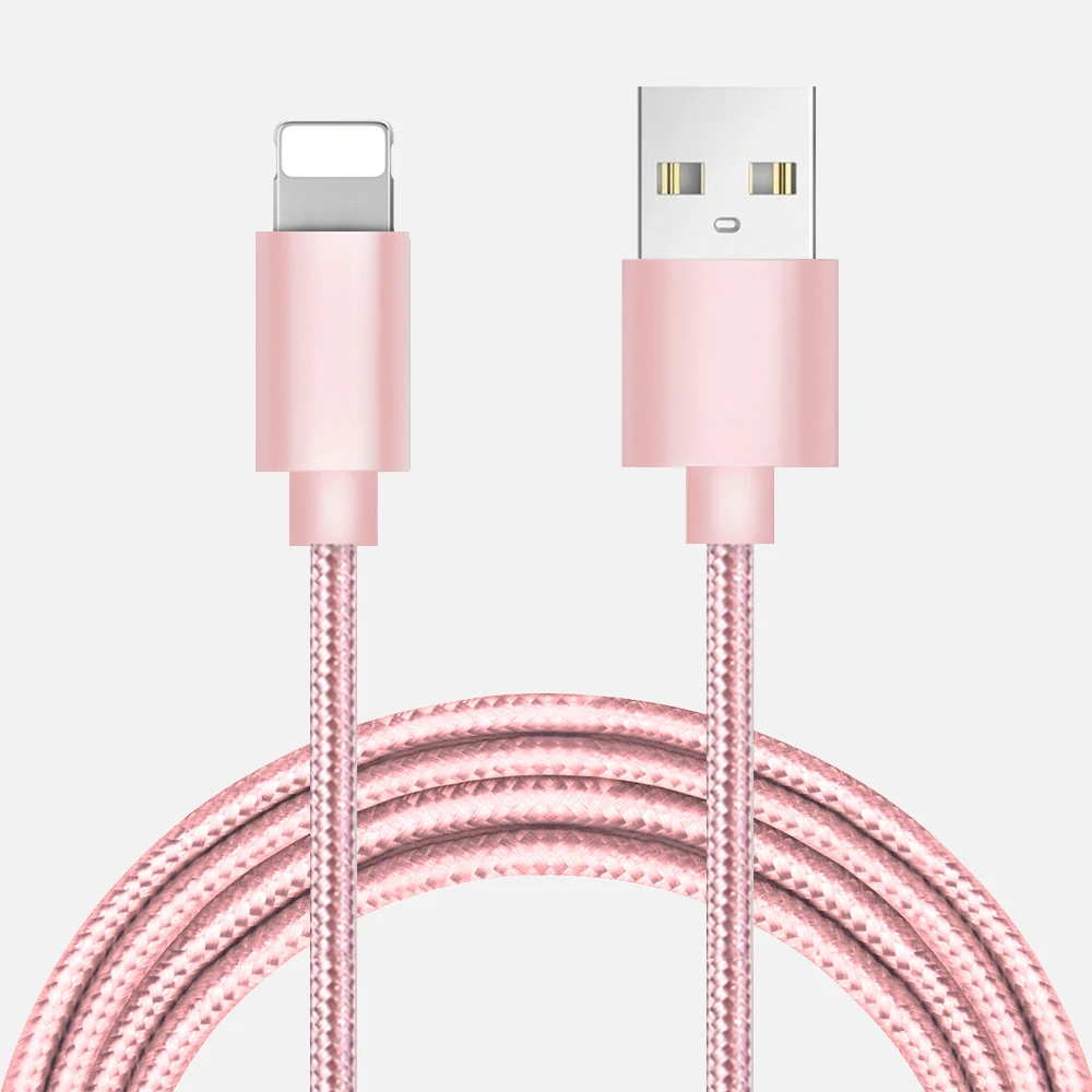Pink Senhomtog USB кабель для быстрой для зарядки, Нейлоновый, в оплетке для зарядного устройства для телефона Xs Max XR X 8 7 6s 6s плюс 5 5S SE - Цвет: Pink