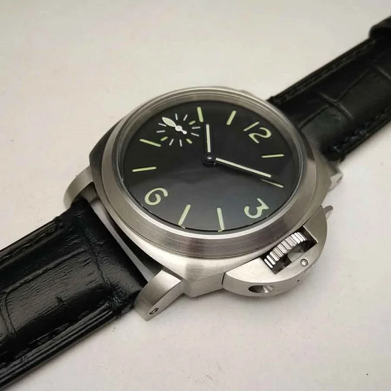 

44mm Luxury fashion watch for men Brushed Stainless Steel Case sterile Dial Transparent back cover hand winding movement