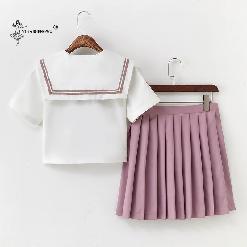 Japanese Pink JK Uniforms College Middle School Students Sailor Uniforms School Anime Cospaly Clothing