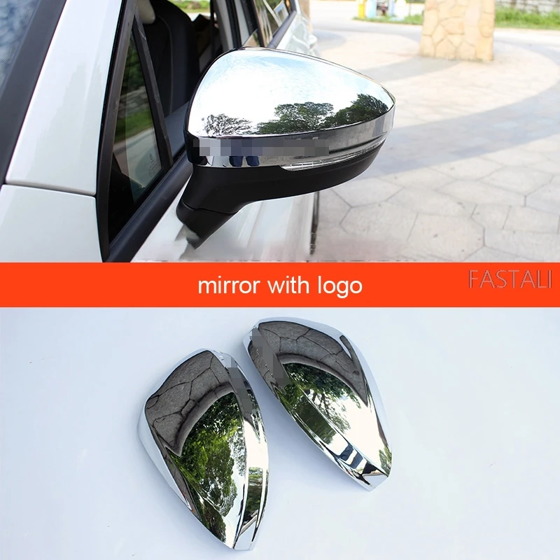 mirror with logo 2pc Для Tiguan второго поколения крышка зеркала заднего вида Сменные крышки оболочки автомобиля Стайлинг Авто внешние аксессуары - Цвет: mirror with logo 2pc