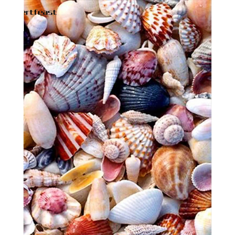 

5D Diy Diamond Art Painting Shell Full Drill Round Diamond Embroidery Picture Rhinestone Diamond Mosaic Cartoon Home Decor