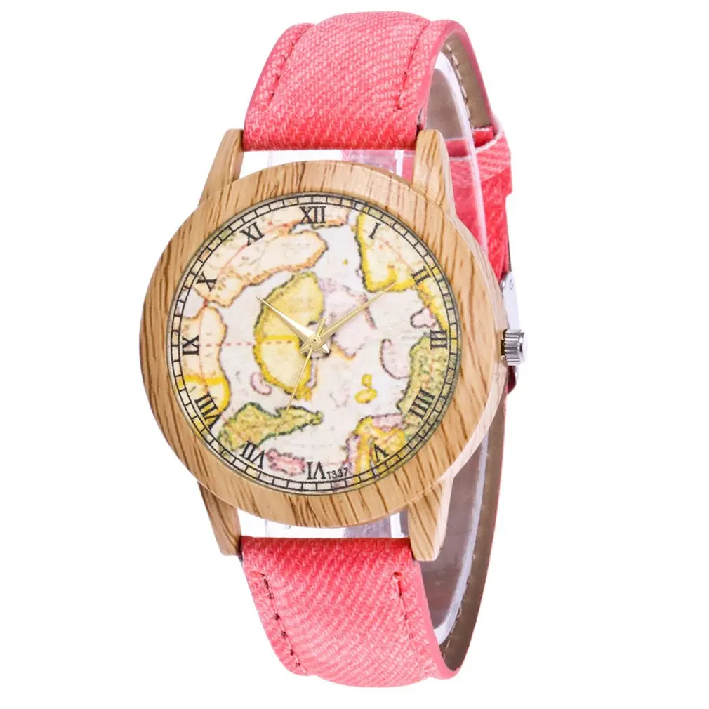 

Quartz Watch Cowboy Cloth Strap Arctic Continent Pattern Round Dial Quartz Watches Exquisite Workmanship Casual High Quality