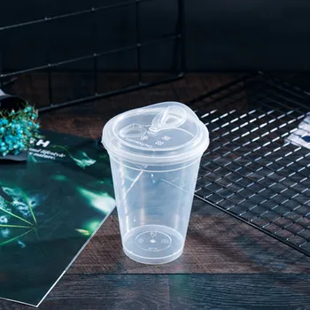

50pcs High quality 90 caliber disposable juice cup 400ml transparent milk tea coffee cold drink takeaway packaging plastic cups