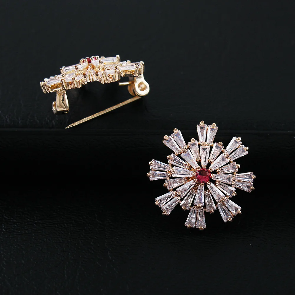 pin gold CINDY XIANG, кубический цирконий, цветок, броши на воротник для женщин, модная брошь на булавке, медное ювелирное изделие, свадебное пальто, аксессуары, детский подарок - Окраска металла: pin gold