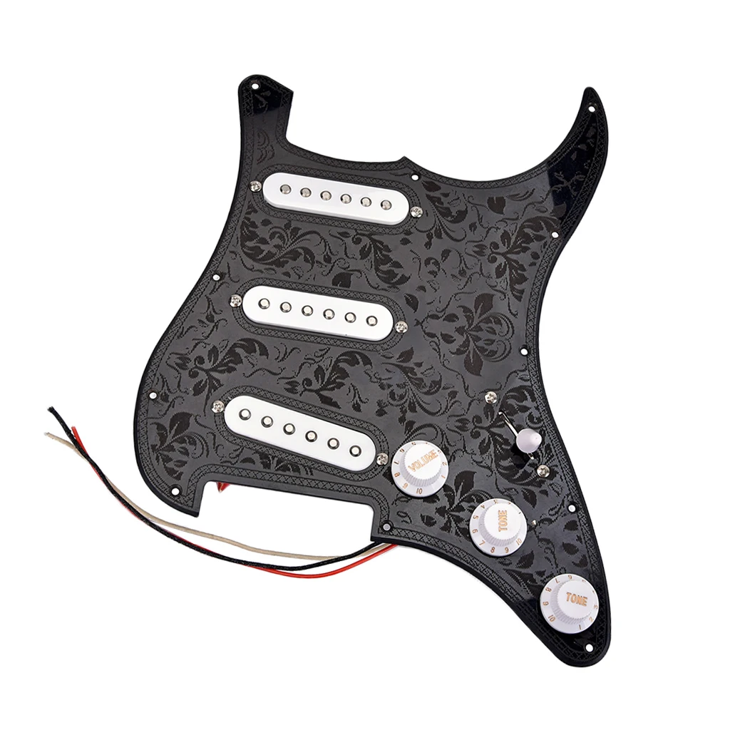 3Ply SSS Prewired Loaded Pickguard Electric Guitar Humbucker Parts Black 11.14x8.86x0.55inch
