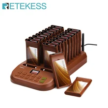 

Retekess T116 Restaurant Pager Wireless Paging System 20 Coaster Receivers Max 998 Beeper Buzzers For Coffee Church Food Court
